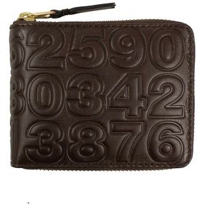 Comme Des Garcons Leather Number Embossed Brown Wallet